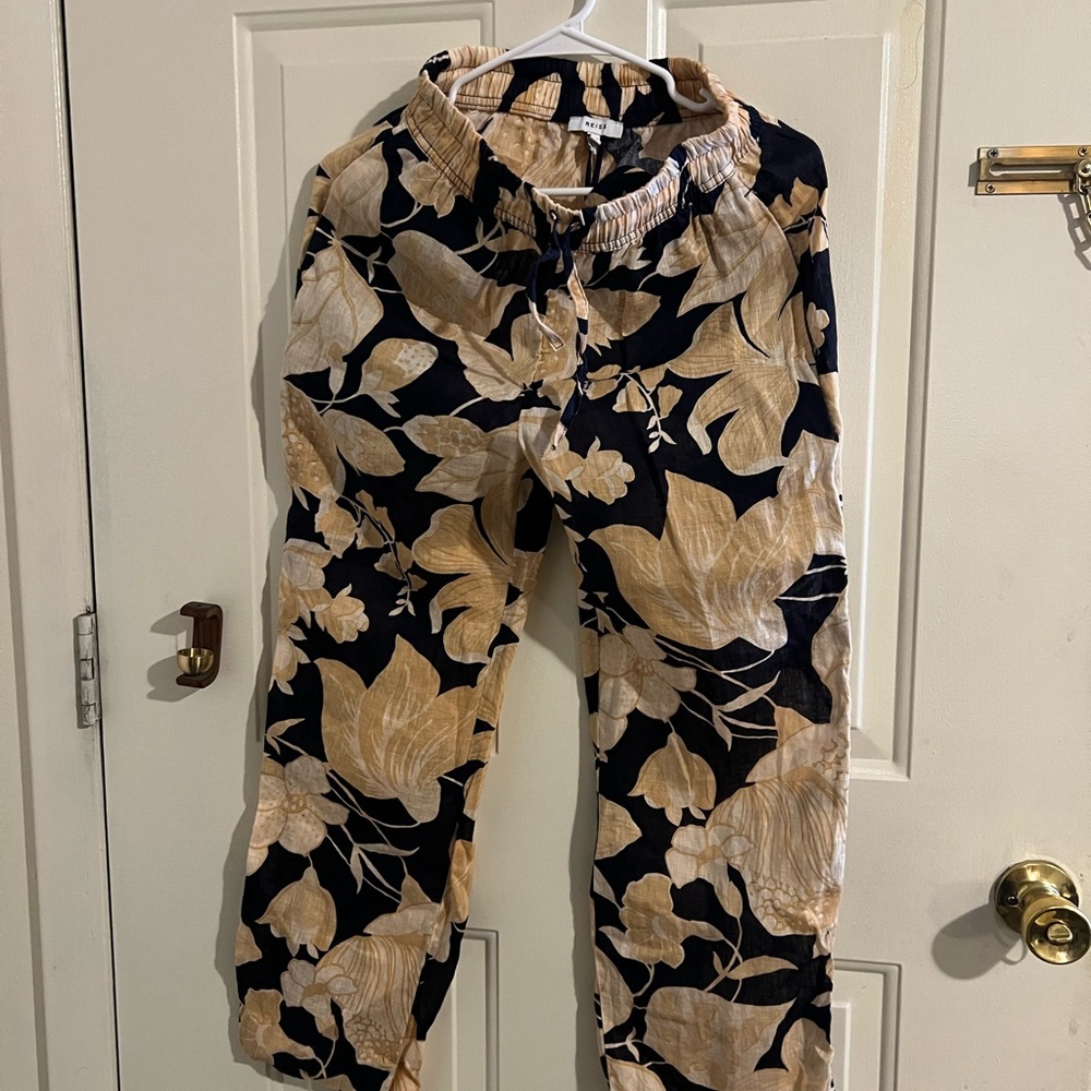 Reiss Corrine Black and Cream Patterned Pants
